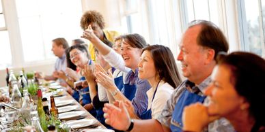 Group cooking classes and team building events at our San Francisco Bay Area commercial kitchen