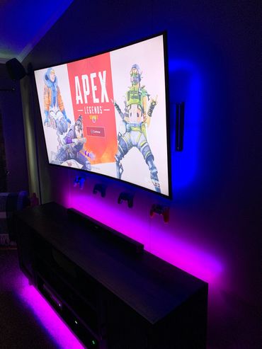 gaming setups gaming setup installation gaming setup install leds controller mounts samsung curve tv