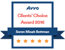 Five Stars, Avvo Clients' Choice Award 2016 for Soren Rottman