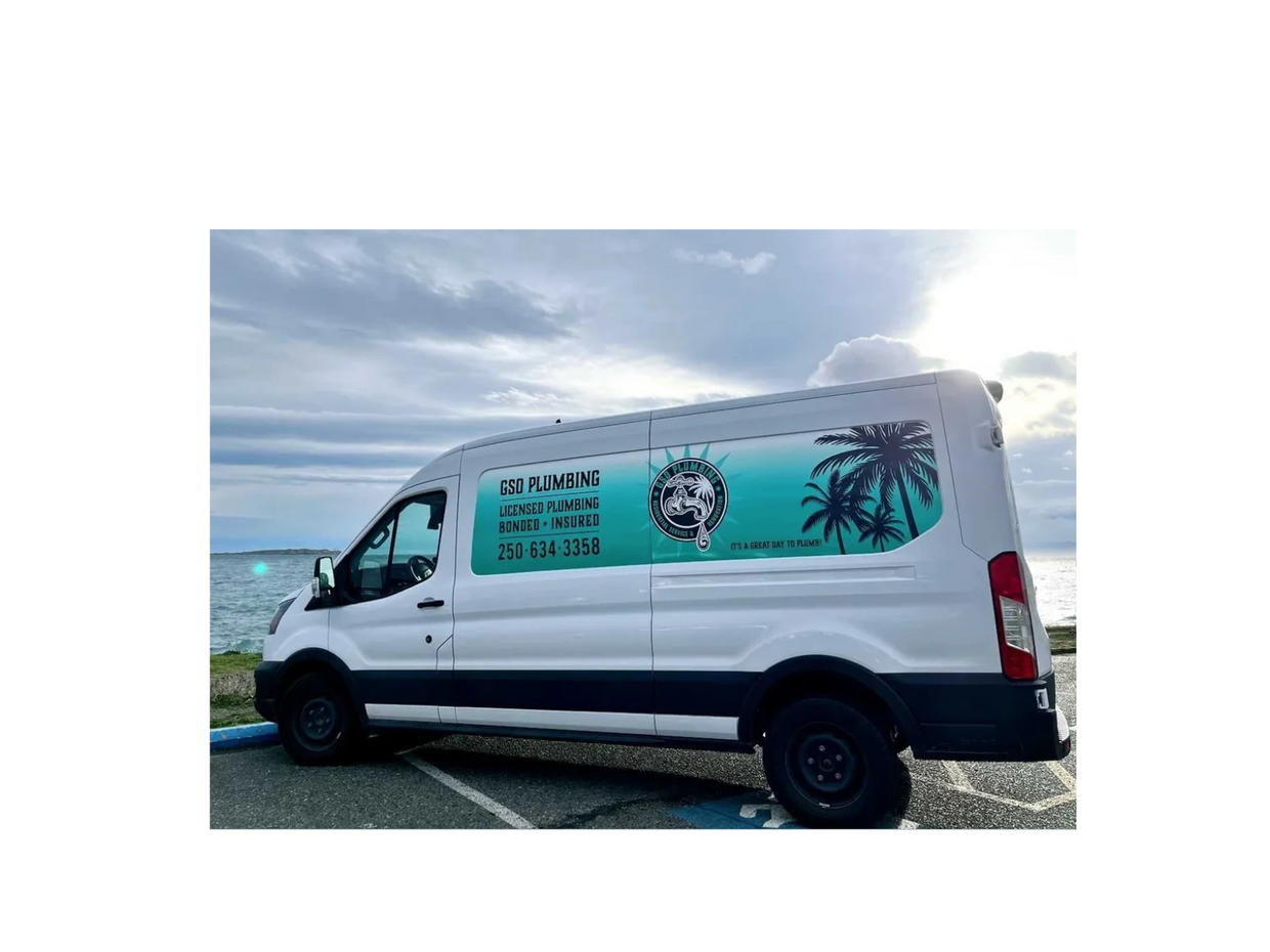 GSO Plumbing Van at the beach in Victoria BC