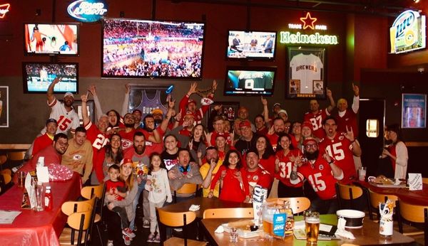 Elated group after Super Bowl LIV victory