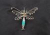 Gold & silver dragonfly with handmade silver & turquoise bead from Tibet