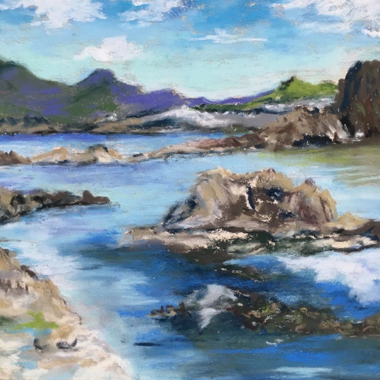 LINDA GRIFFIN HIGH QUALITY PRINT OF HARLYN BAY CORNWALL