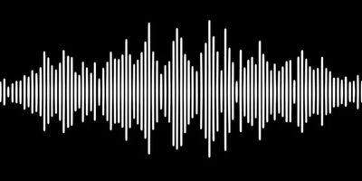 White sound wave pattern on a black background.
