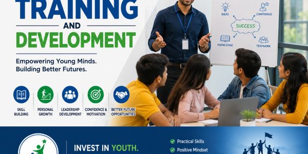 Young professionals engaged in a training and development session focused on youth empowerment.