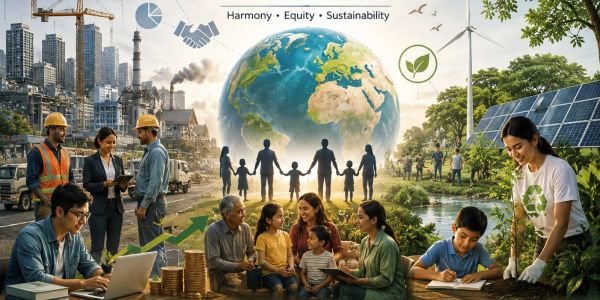 Image showing harmony between industrial progress and environmental sustainability.