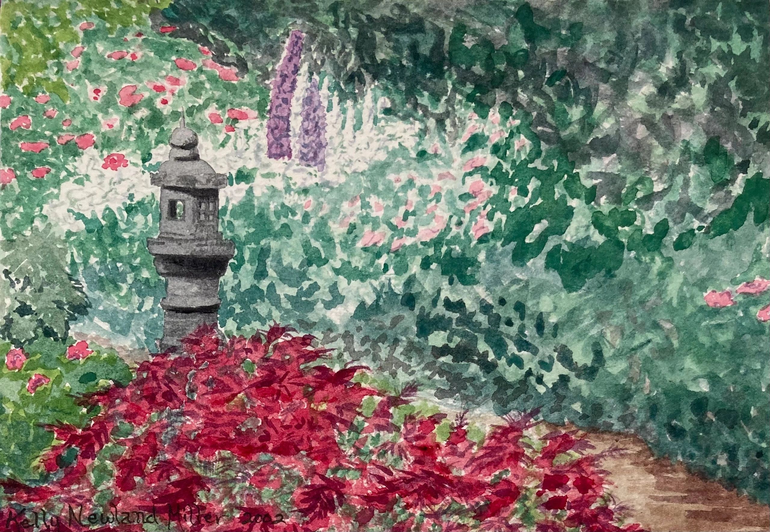 Zen Garden, digital image of KellyMillerArtist’s original watercolor & ink painting