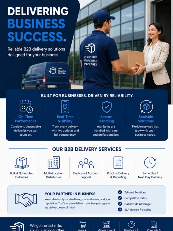Business delivery service offering reliable B2B solutions with secure handling and real-time tracking.