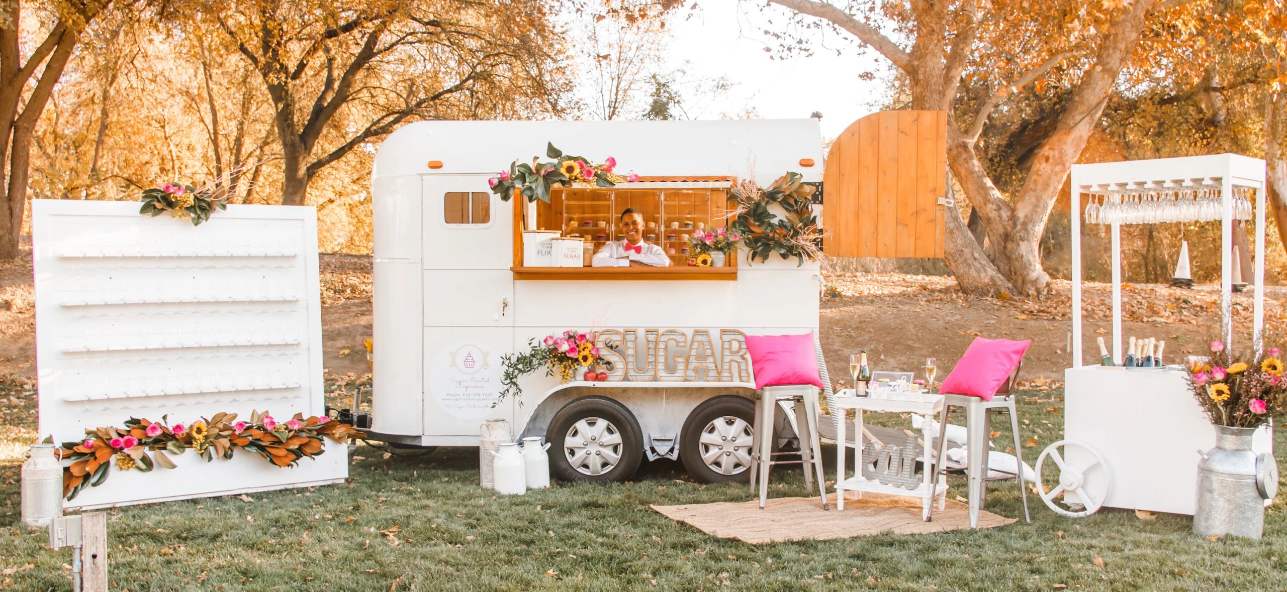 Champagne Wall, Mobile Trailer & Champagne Cart