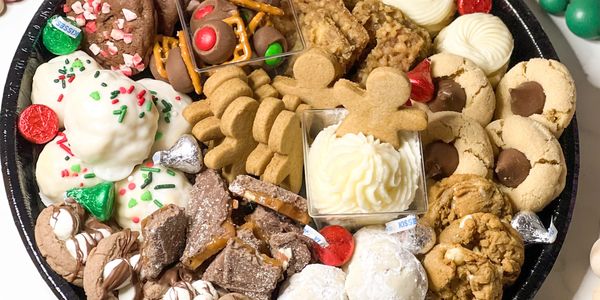 various cookies on tray with beads