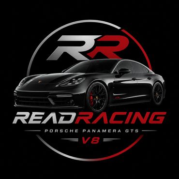 Sleek black Porsche Panamera GTS with Read Racing logo and V8 emblem.