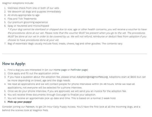 Wagmor Pets Adoption Process