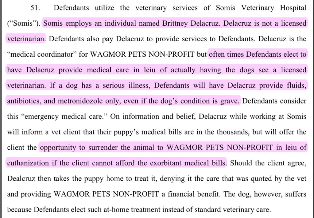 Provide medical care in leiu of actually having the dogs see a licensed veterinarian.