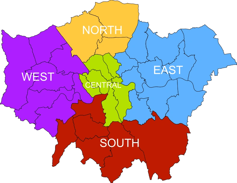 The London boroughs covered by the home physios for home physiotherapy in London