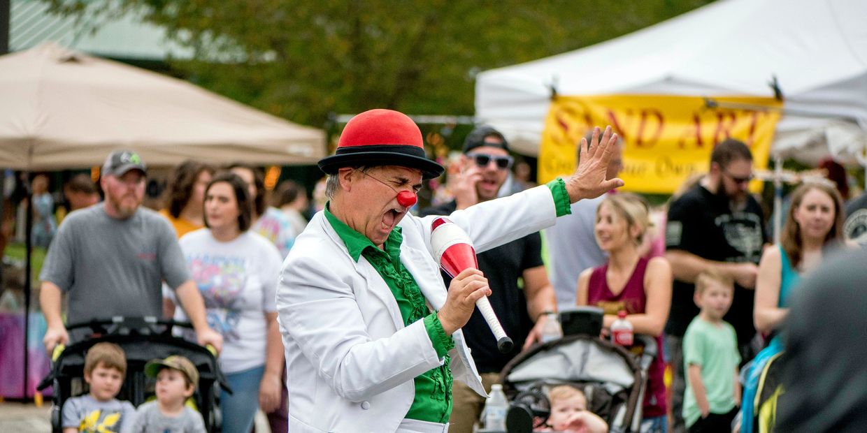 Jef roving the festival site at Autumn Jubilee.  Photo by John C. Lakey.