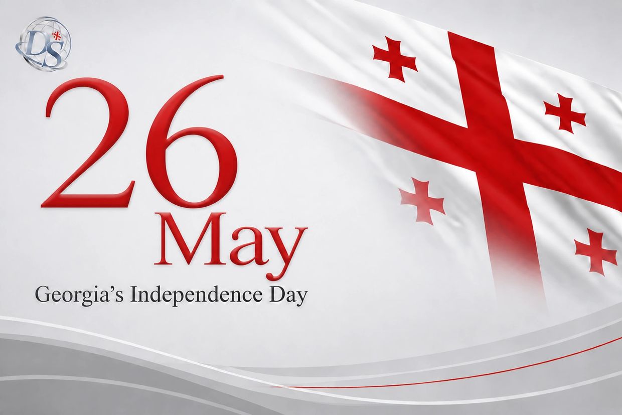 26 May, Georgia's Independence Day with the national flag.