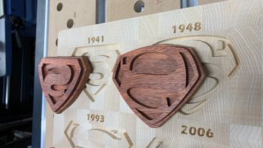 Paduk inlays for Superman butcher block