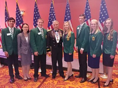 Oklahoma 4-H Club Ambassadors attending an Oklahoma Military Hall of Fame Banquet in Norman 