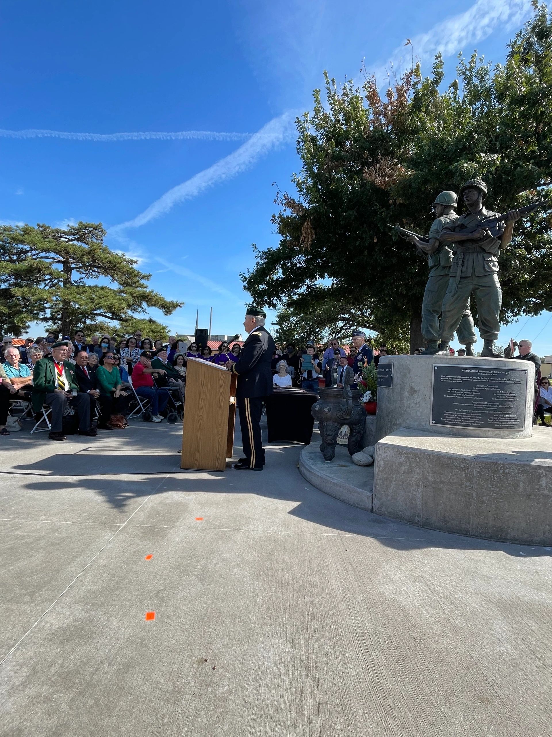 MG Dollar speaking at 2021 ceremony in Oklahoma City – Military Park Vietnam War Memorial “Brothers