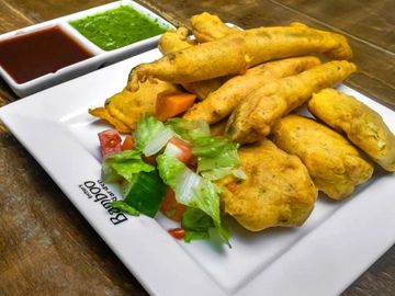 Mirch and paneer pakoras