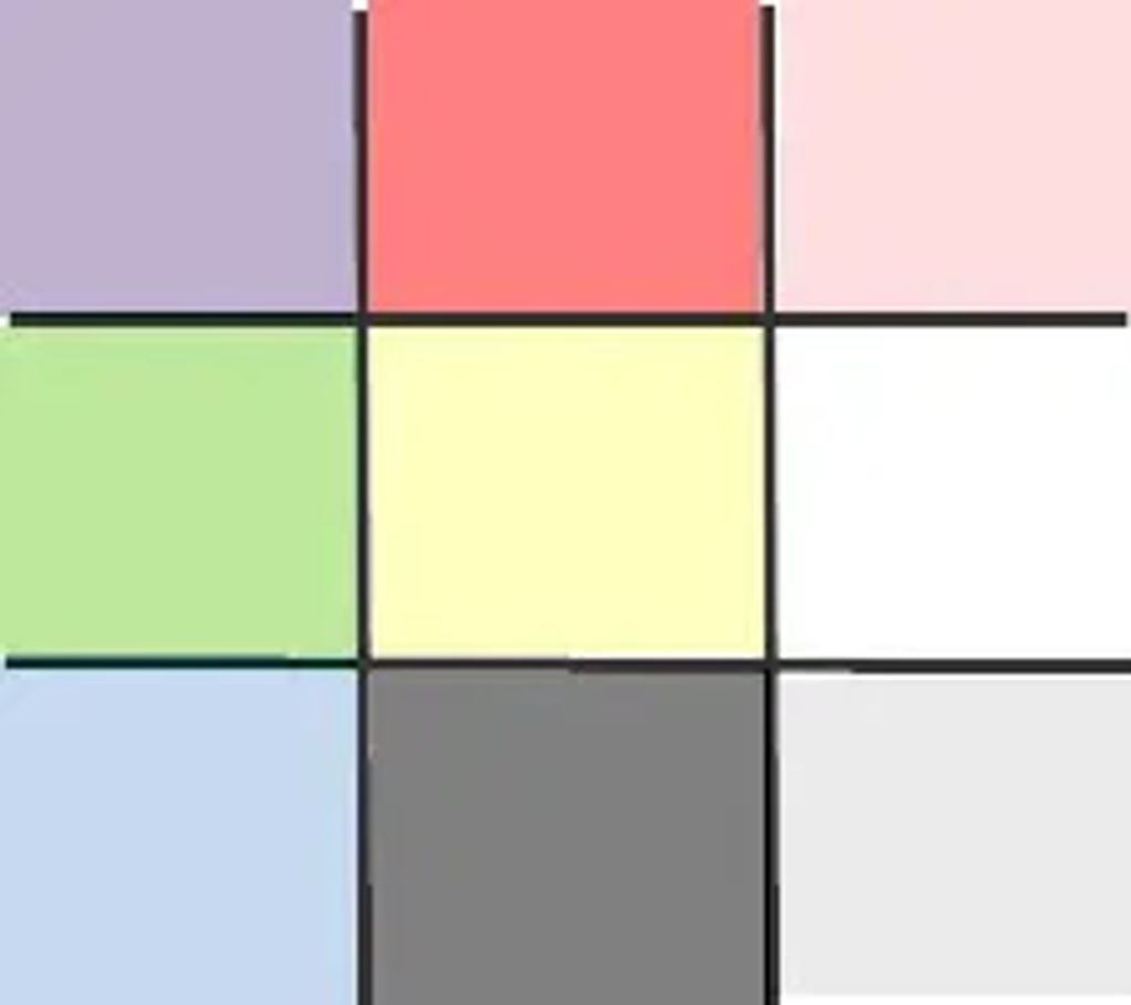 image of 9 squares in a tic-tac-toe format, each square is a different color