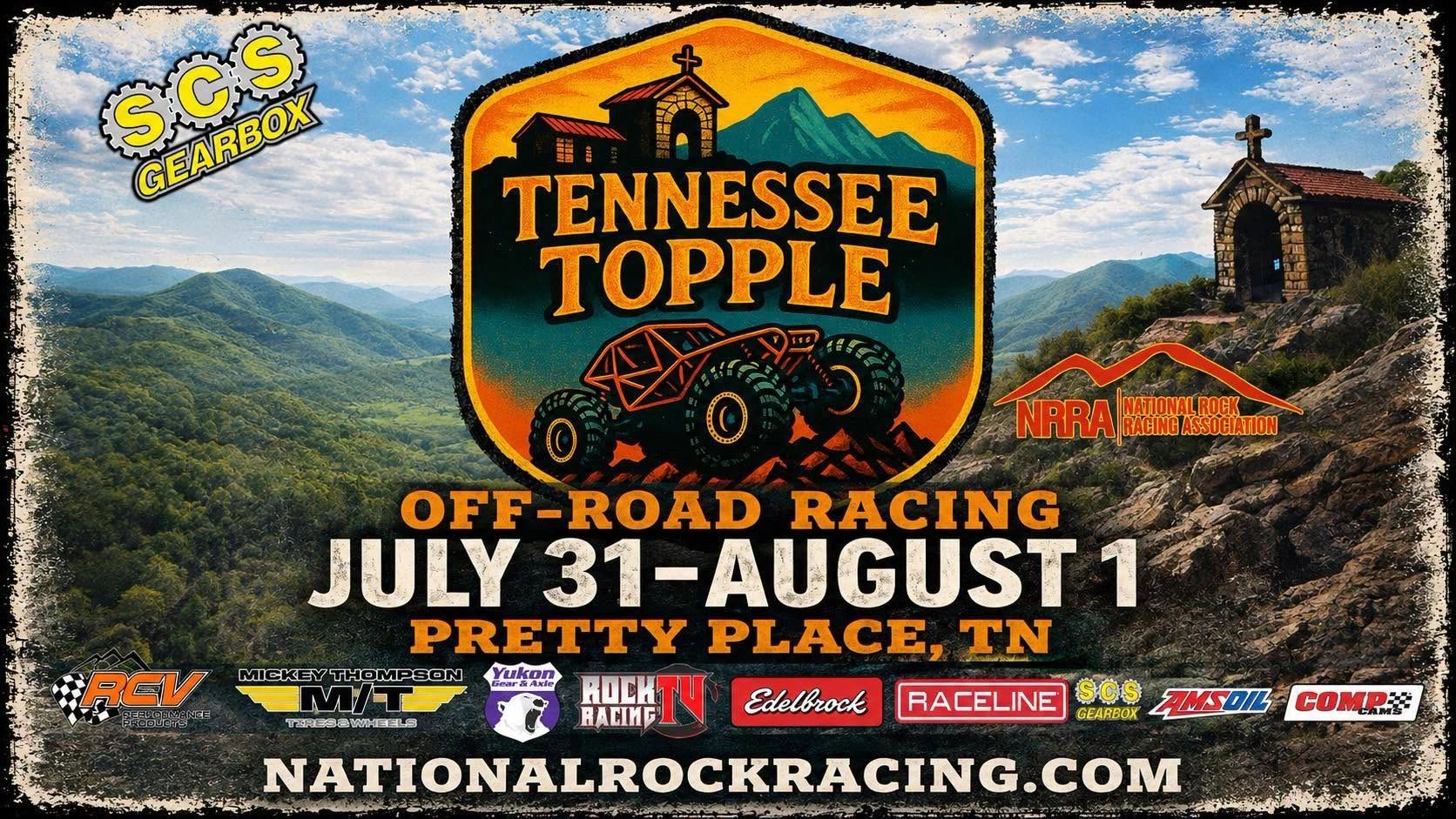 Tennessee Topple off-road racing event from July 31 to August 1 in Pretty Place, TN.