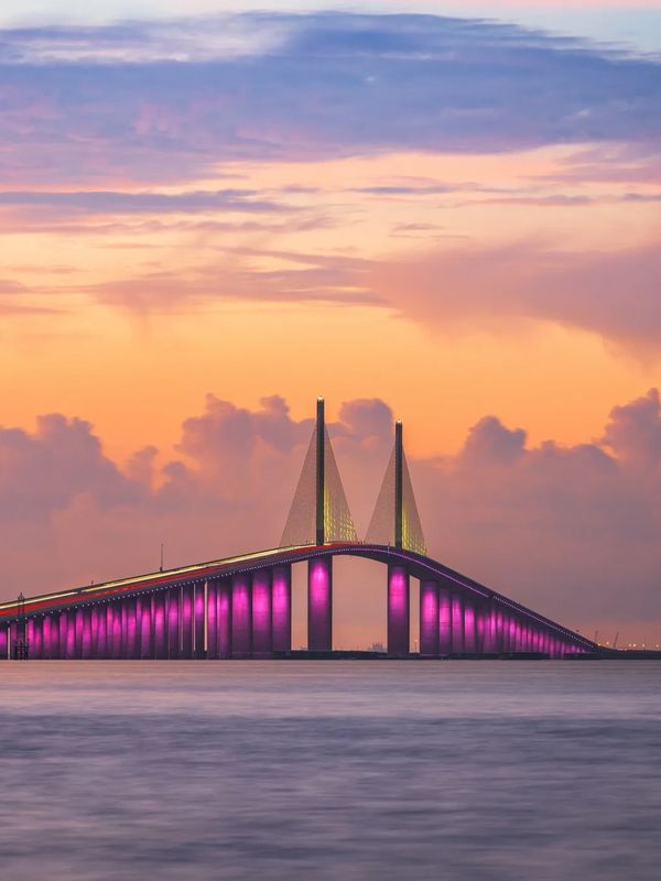Sunshine Skyway Bridge connecting Tampa patients to online doctors.