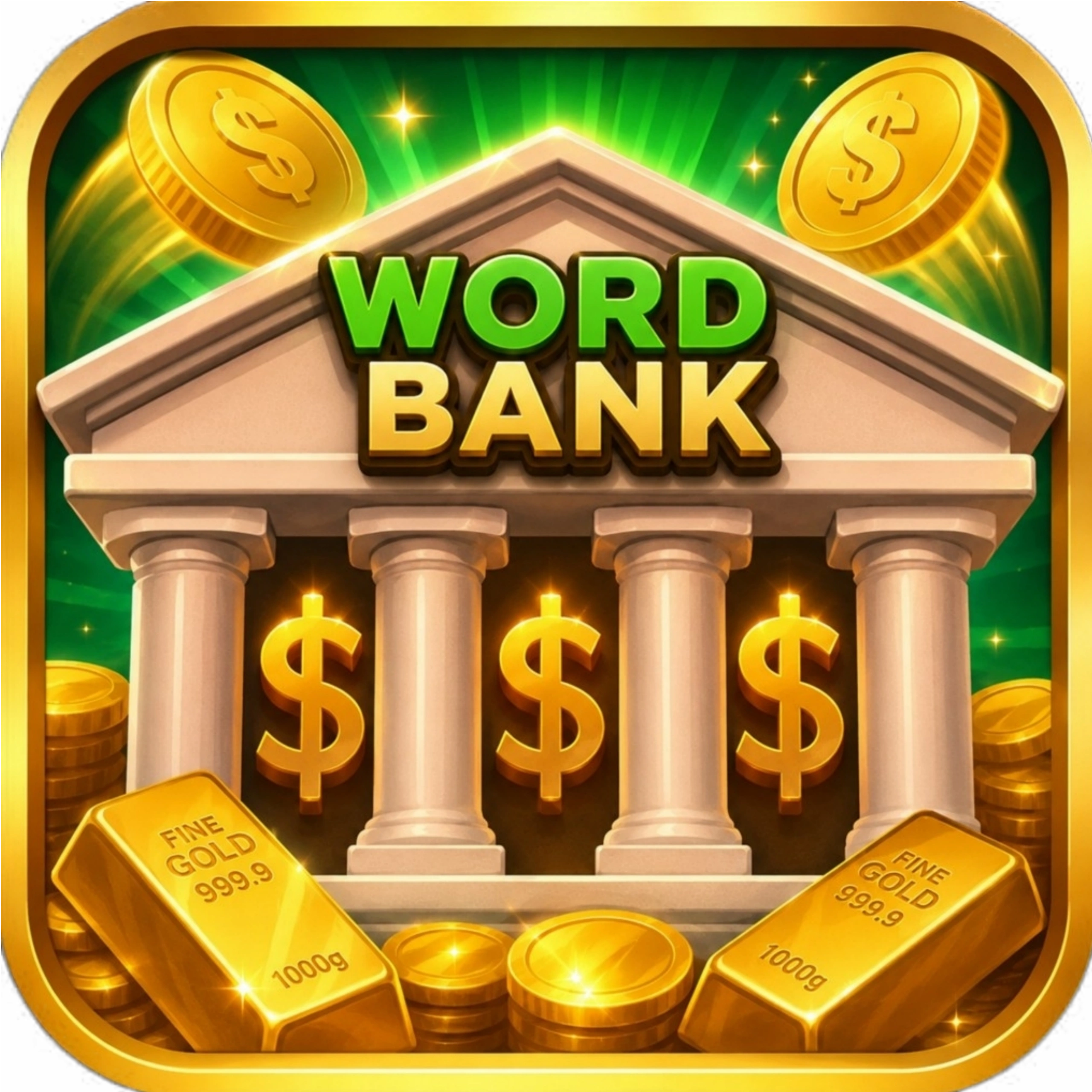 Icon of a bank and gold coins