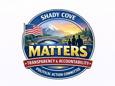 Logo for Shady Cove Matters political action committee focused on transparency and accountability.