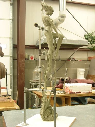 Atlantis nude figurative bronze sculpture