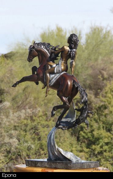 Sold. Bronze equine figurative bronze sculpture - Epona, Celtic Goddess of Horse.