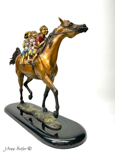 All Aboard bronze sculpture
14.5" 37cm H x 6" 15cm W 17.5" 44 cm L