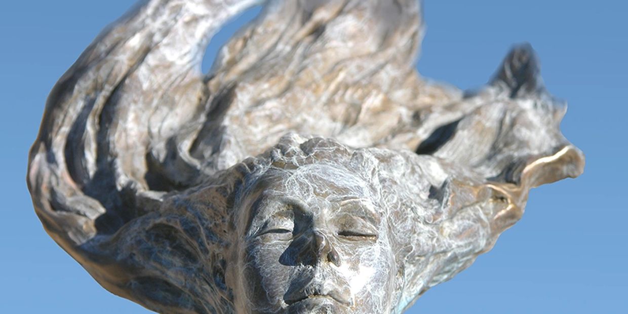 Air, nude figurative bronze sculpture
