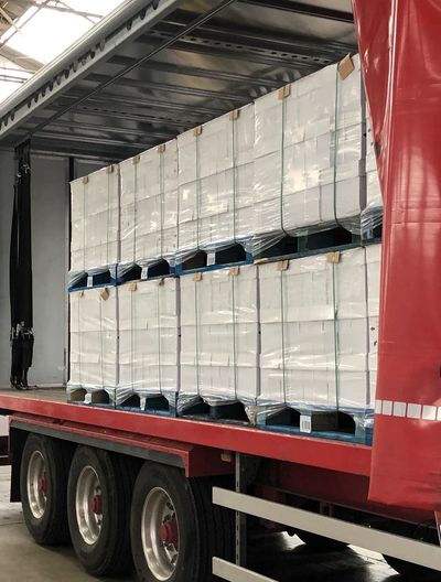 pallets loaded on trailer