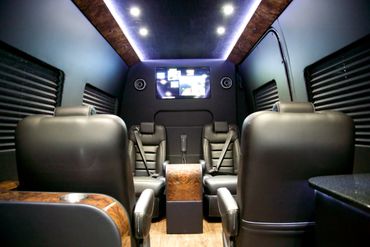 Custom Luxury Mercedes Benz Sprinter Van Limo Conversion Interior by AMG Luxury Vehicles Kansas City