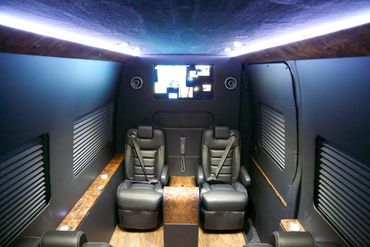 Custom Luxury Mercedes Benz Sprinter Van Limo Conversion Interior by AMG Luxury Vehicles Kansas City