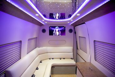Custom Luxury Mercedes Benz Sprinter Van Limo Conversion Interior by AMG Luxury Vehicles Kansas City