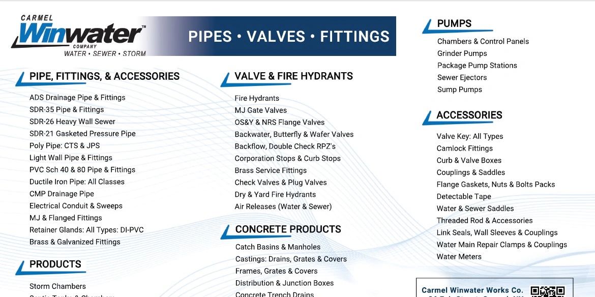 Line Card - Pipe, Valves, Fittings