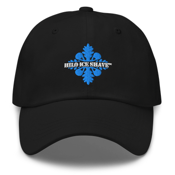 Black cap with blue snowflake and 'Hilo Ice Shave' text logo.