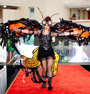 Woman in butterfly costume