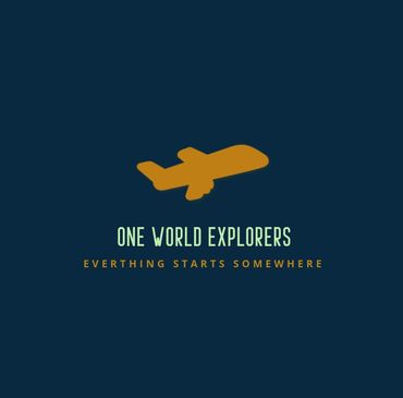 Logo of One World Explorers with an airplane icon and slogan.