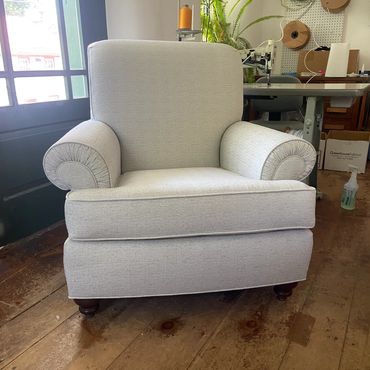 re-upholstery. Custom upholstered chair. upholstered arm-chair. 
St.Augustine, FL 32086