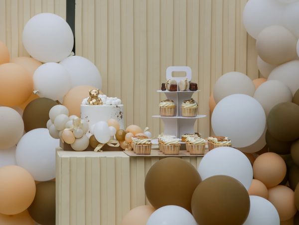 Creative gender neutral baby shower or birthday decoration in the garden