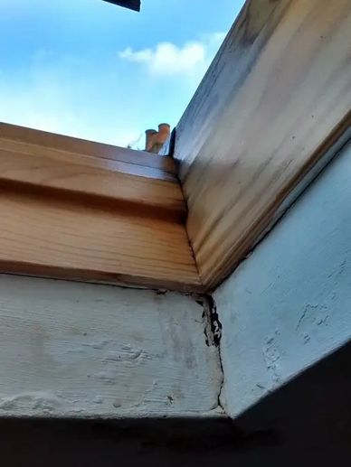 Water damage from roof leak on a Velux window