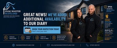Snag Master Scotland offers new home inspection availability with accredited specialists.