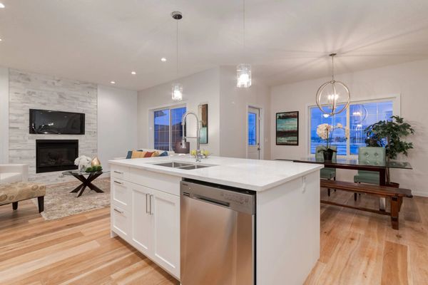 Modern European style kitchen pure white quartz.