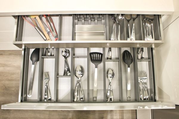Custom kitchen utensil drawer inserts