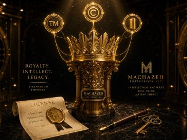 Luxurious royalty-themed intellectual property concept with crown and certificates.