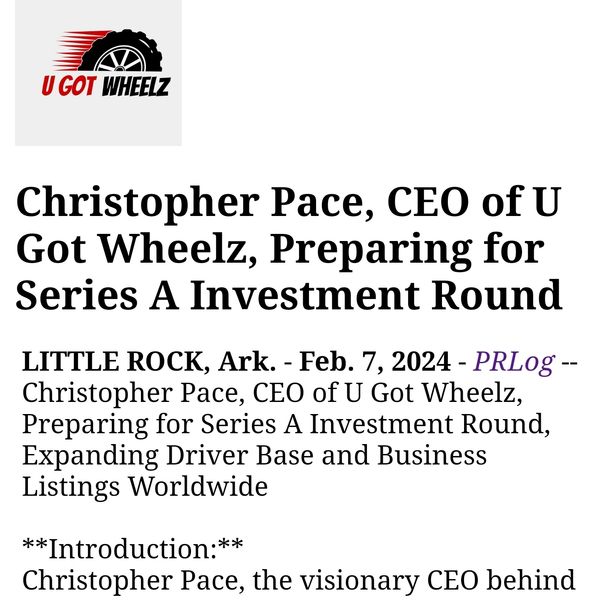 U Got Wheelz Inc is seeking Series A Investor’s