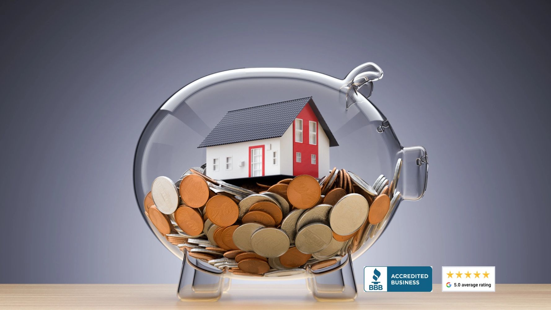 Red house in piggy bank illustrating Nashville's $999 flat fee listing savings.


